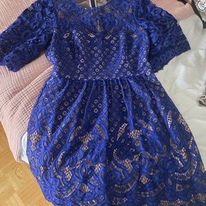 BCBG Royal Blue Lace Mini Dress